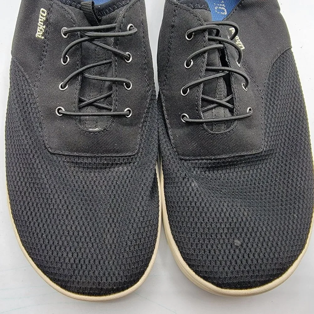Olukai Nohea Moku Casual Boat Shoes Black Loafers Mens Size 12 Laces Comfort